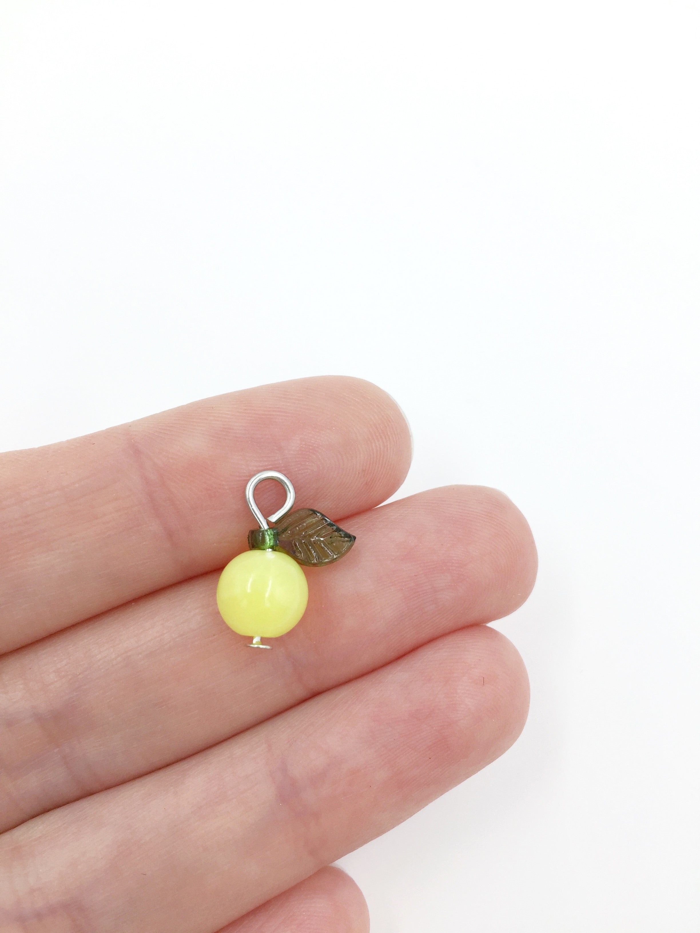 10 x Handmade Gooseberry Charms with Silver Loops, 15x12mm (0038)