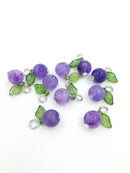 10 x Handmade Blueberry Charms with Silver Loops, 15x12mm (0030)