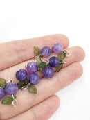 10 x Handmade Blueberry Charms with Silver Loops, 15x12mm (0030)