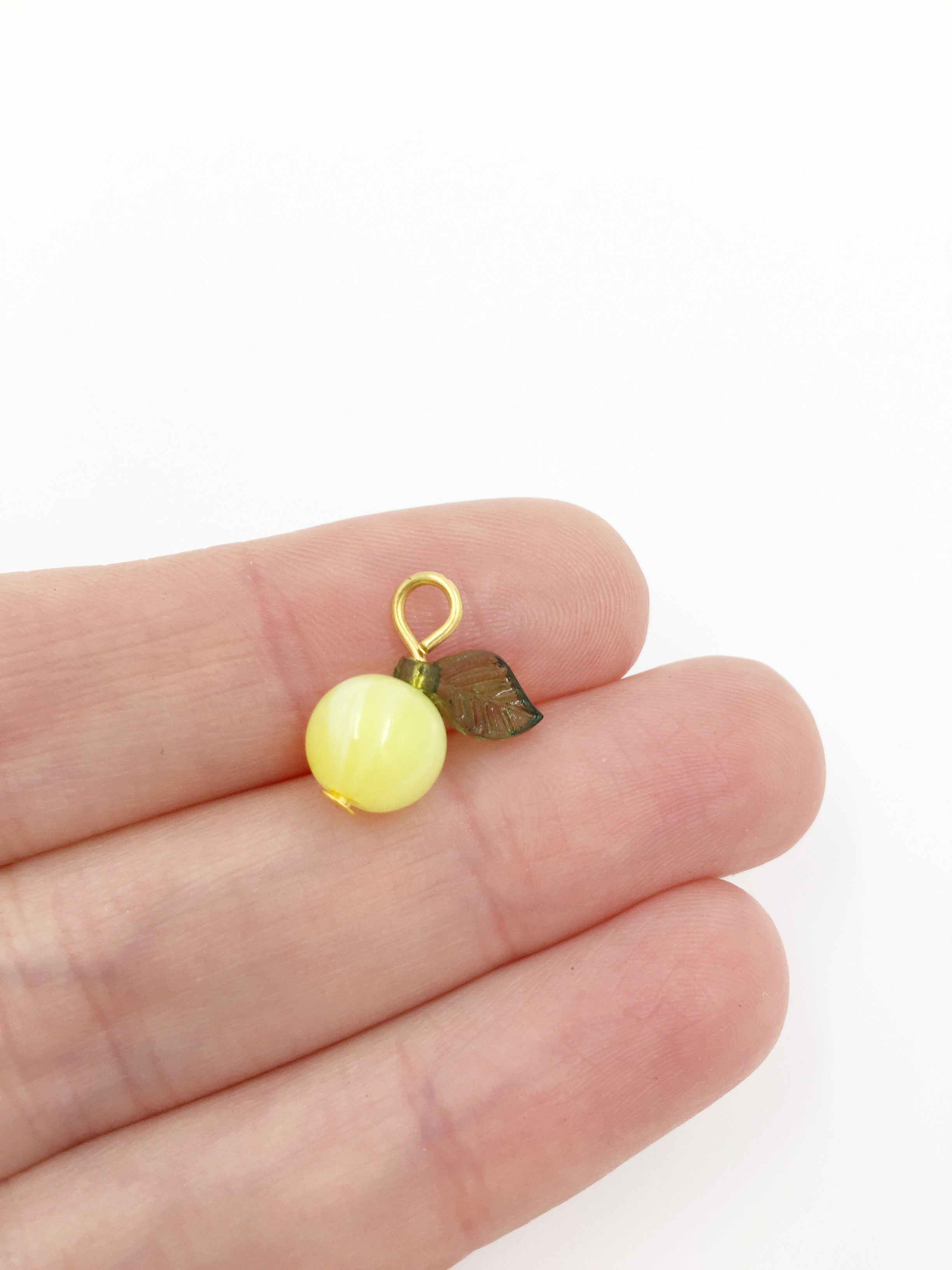 10 x Handmade Gooseberry Charms with Gold Loops, 15x12mm (0039)