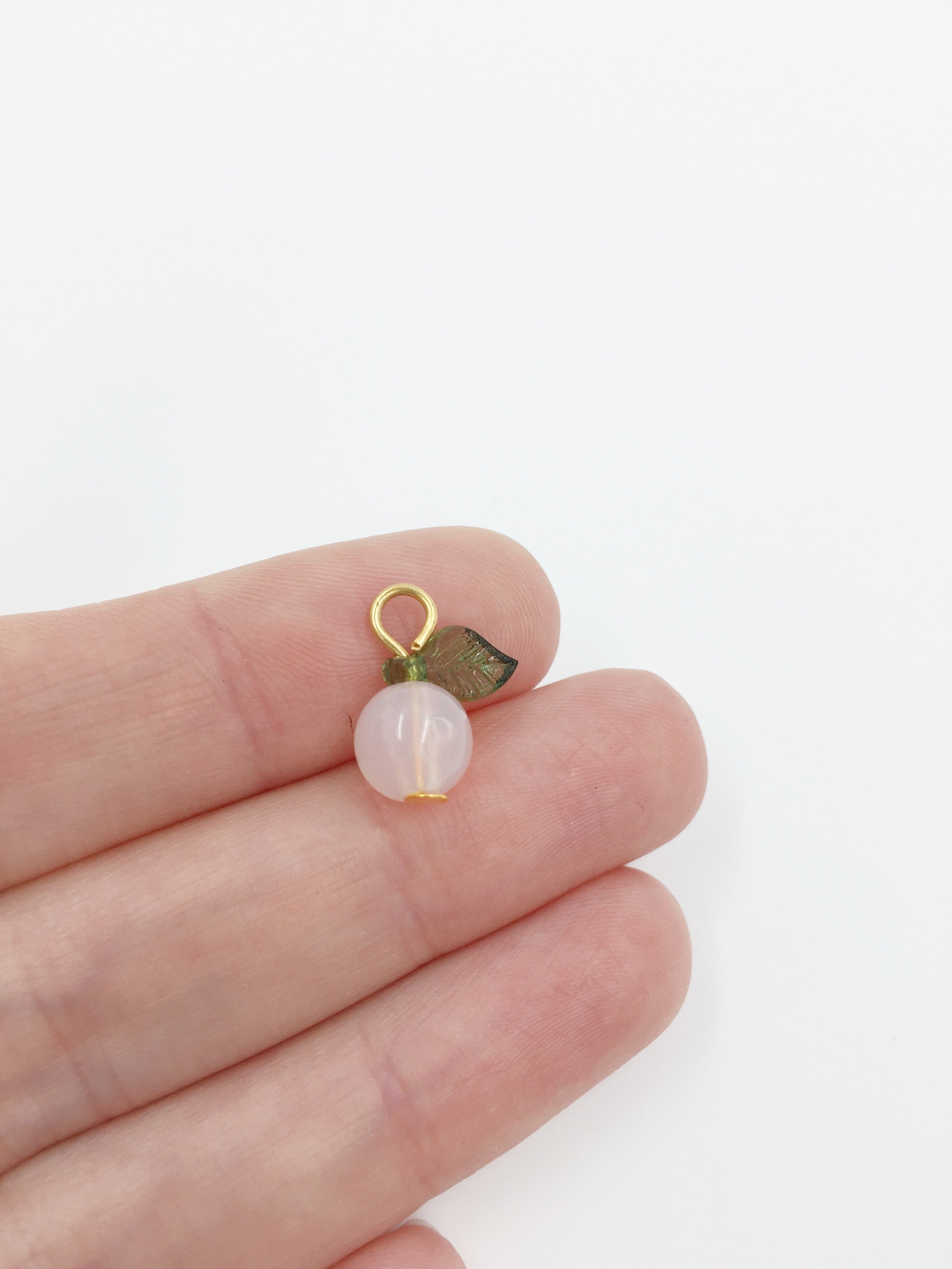 10 x Handmade Pink Berry Charms with Gold Loops, 15x12mm (0031)