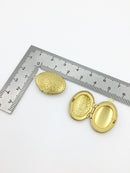 5 x Vintage Raw Brass Oval Locket Pendants with Embossed Floral Pattern, 16x24mm