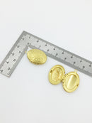 5 x Vintage Brass Oval Locket Pendants with Embossed Botanical Pattern, 16x24mm