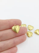 5 x Raw Brass Heart Locket Pendants, 15x13mm