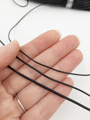 1mm/1.5mm/2mm Genuine Leather Cord, Round, Black Colour