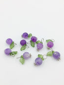 10 x Handmade Blueberry Charms with Silver Loops, 16x12mm (0026)