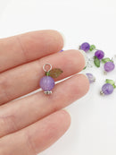 10 x Handmade Blueberry Charms with Silver Loops, 16x12mm (0026)