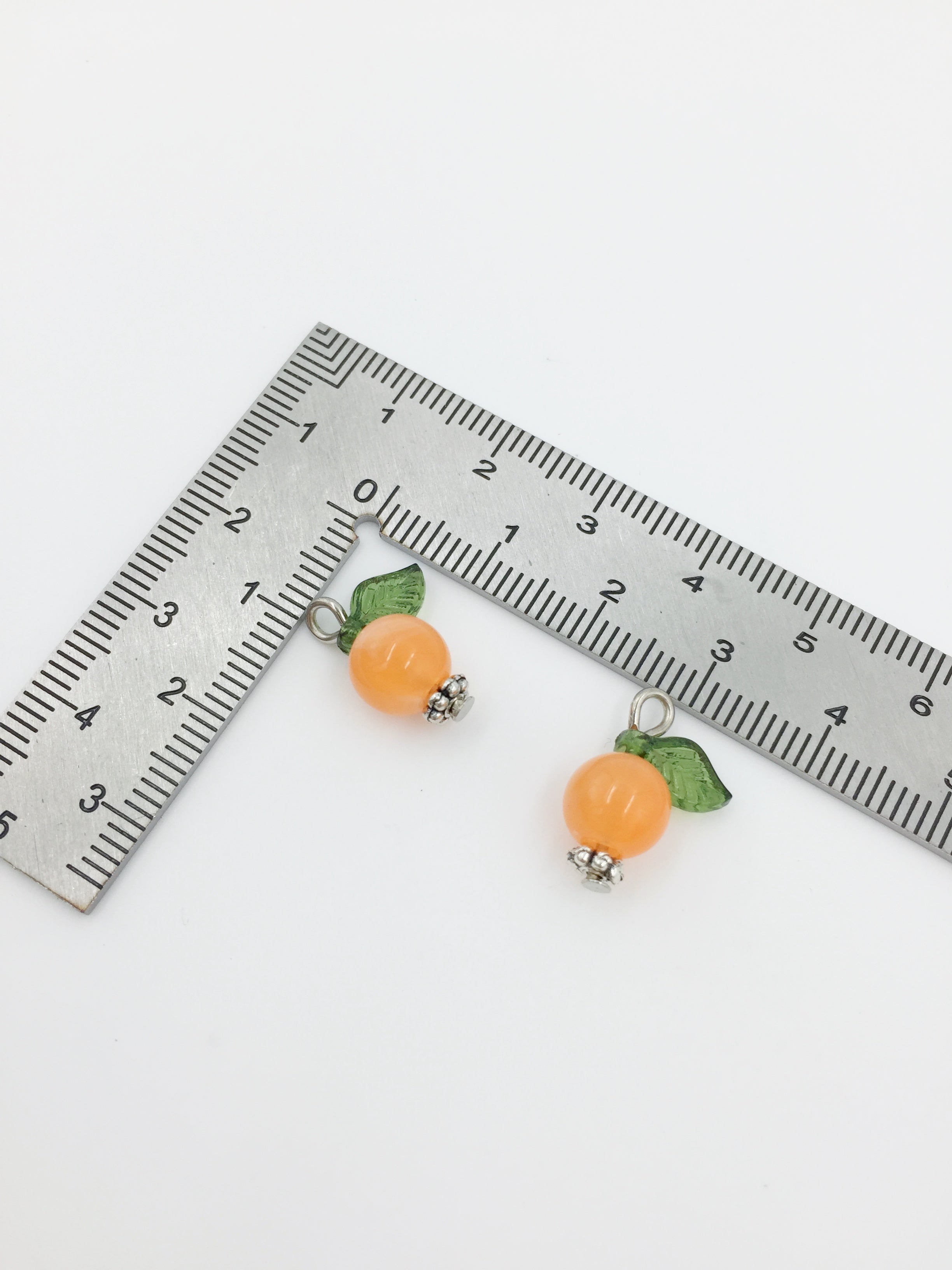 10 x Handmade Peach Charms with Silver Loops, 16x12mm (0044)