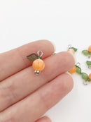 10 x Handmade Peach Charms with Silver Loops, 16x12mm (4065)