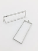 2 x Solid Stainless Steel Rectangular Bezel Frame Pendants, 47x16.5mm