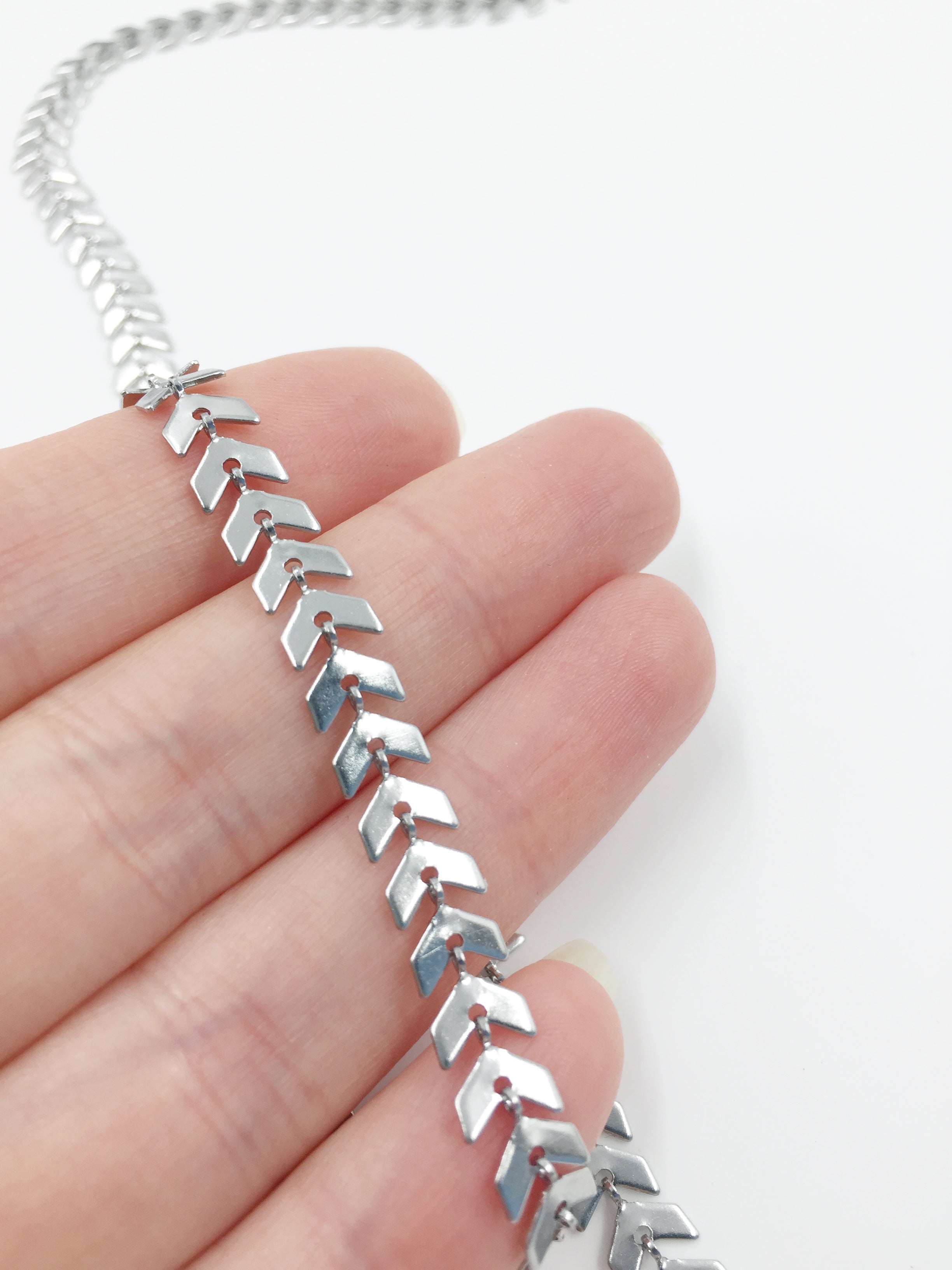 1 metre x Stainless Steel Chevron Chain, 7mm Wide