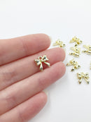 10 x Tiny Gold Plated Bowknot Charms, 11mm (3448)