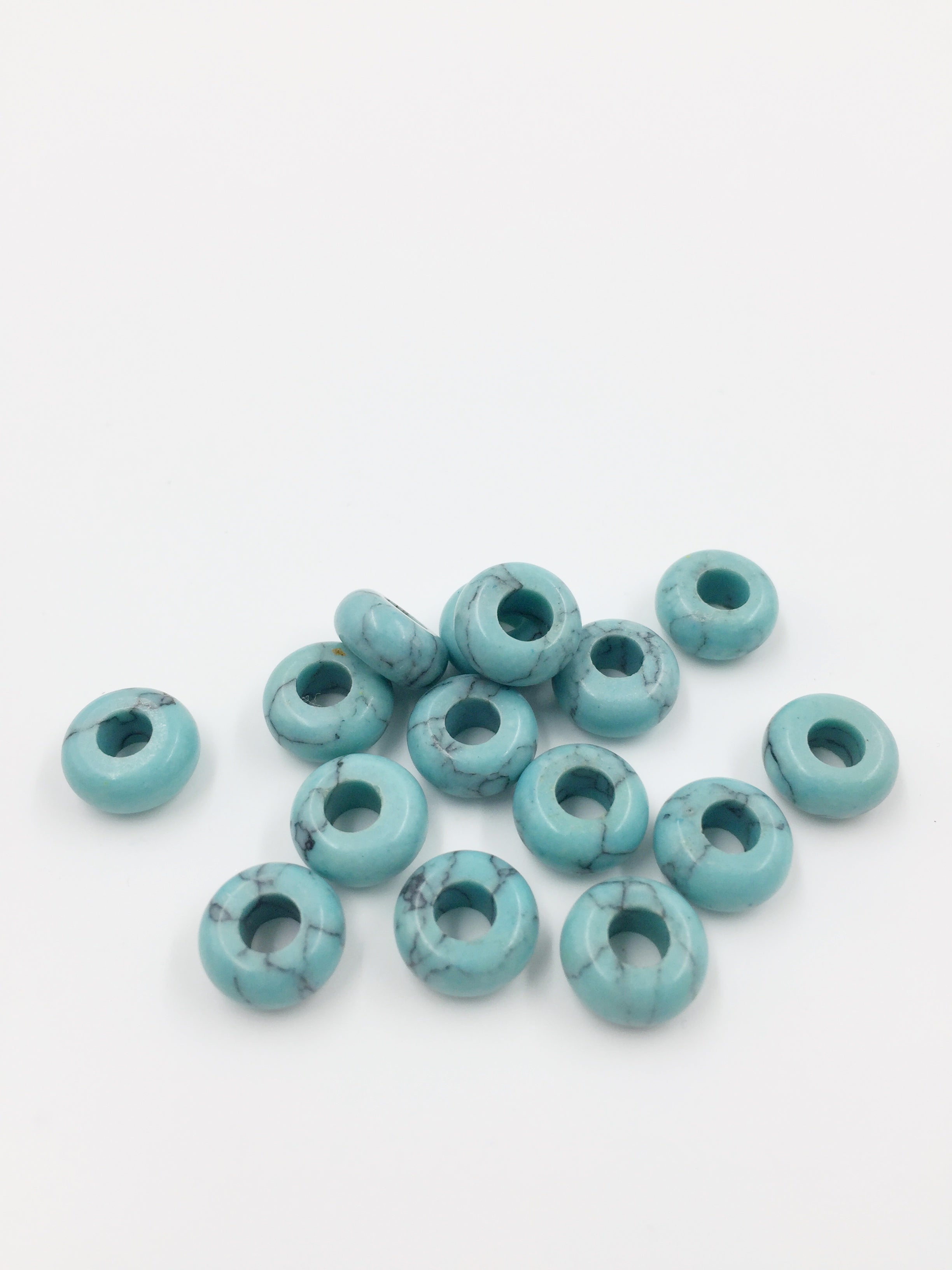 2 x Pale Turquoise Gemstone Donut Beads, 10mm (0236)