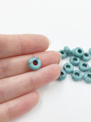 2 x Pale Turquoise Gemstone Donut Beads, 10mm (0236)