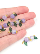 10 x Handmade Blueberry Charms with Gold Loops, 15x12mm (0015)