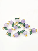 10 x Handmade Blueberry Charms with Gold Loops, 15x12mm (0015)