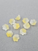 10 x Yellow Glass Lily of the Valley Flower Beads, 11.5x7.5mm