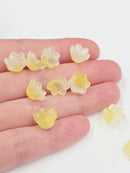 10 x Yellow Glass Lily of the Valley Flower Beads, 11.5x7.5mm