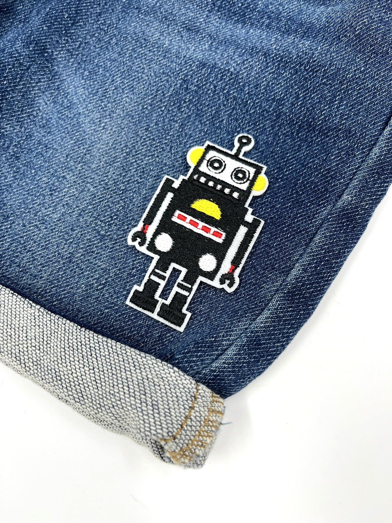 Black Robot Embroidered Iron-on Patch