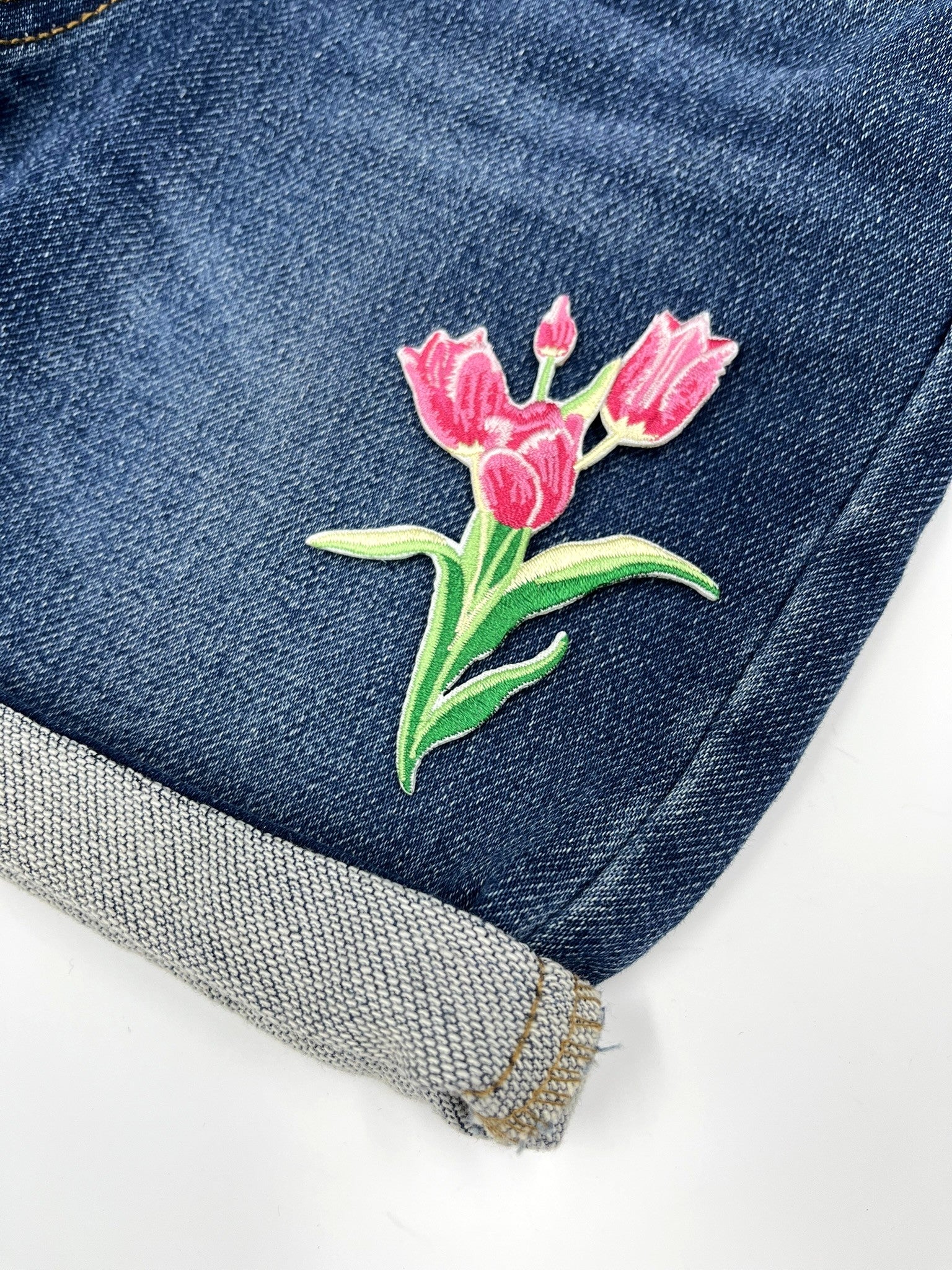 Pink Tulips Embroidery Patch