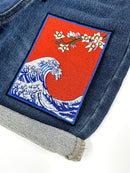 Japanese Wave Embroidery Patch