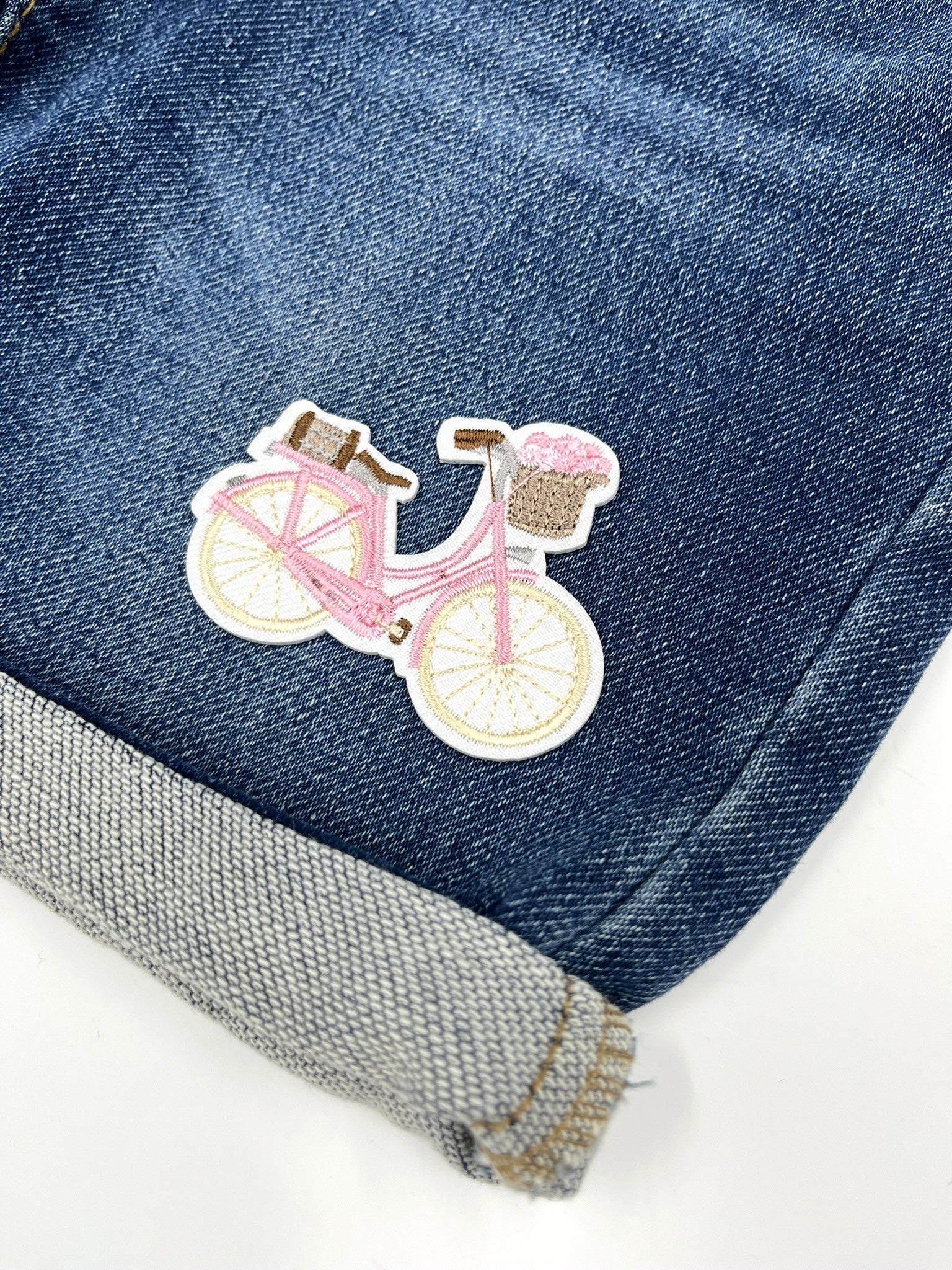 Pink Bike Embroidered Iron-on Patch