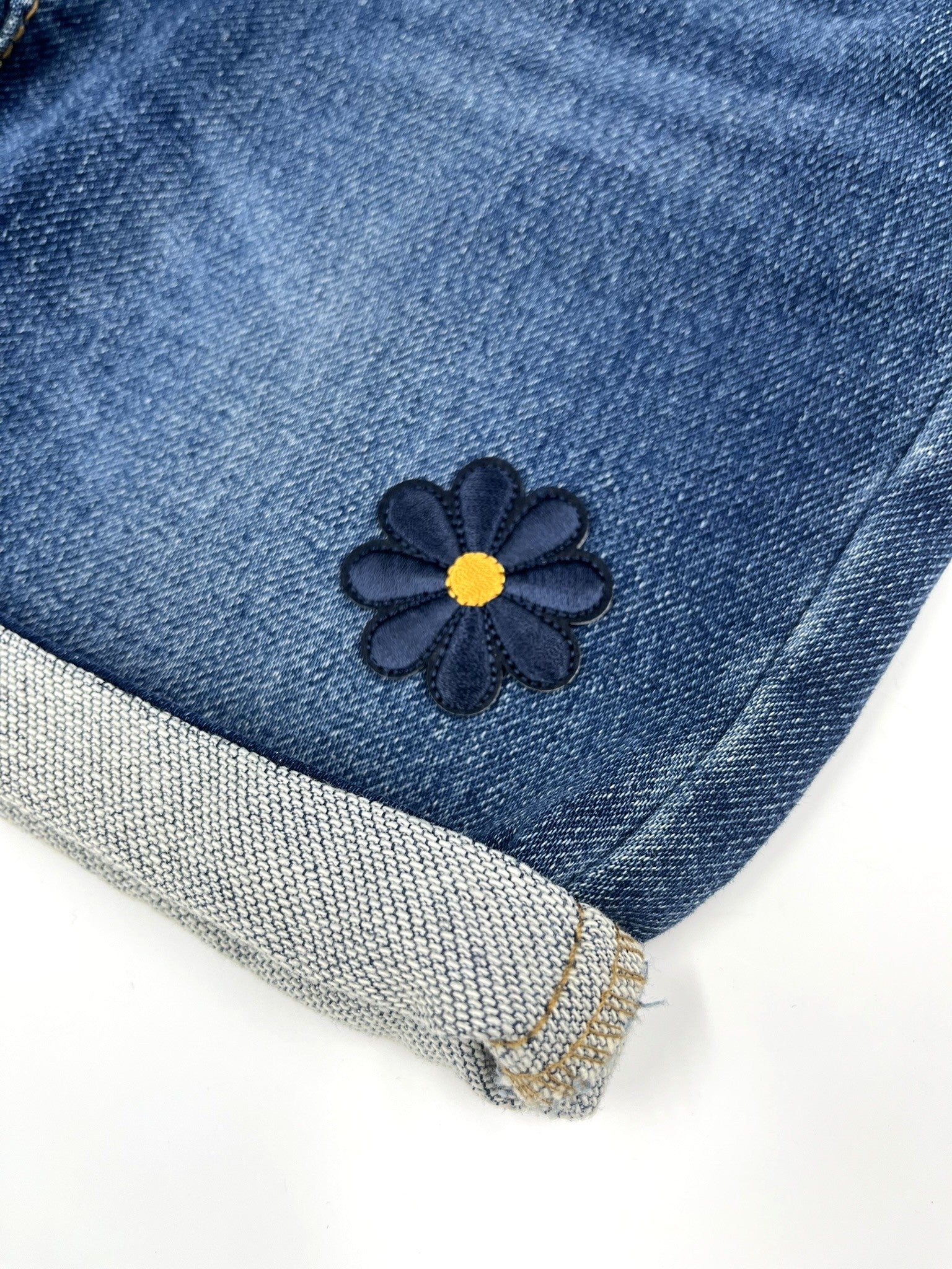 Navy Blue Daisy Flower Embroidery Patch