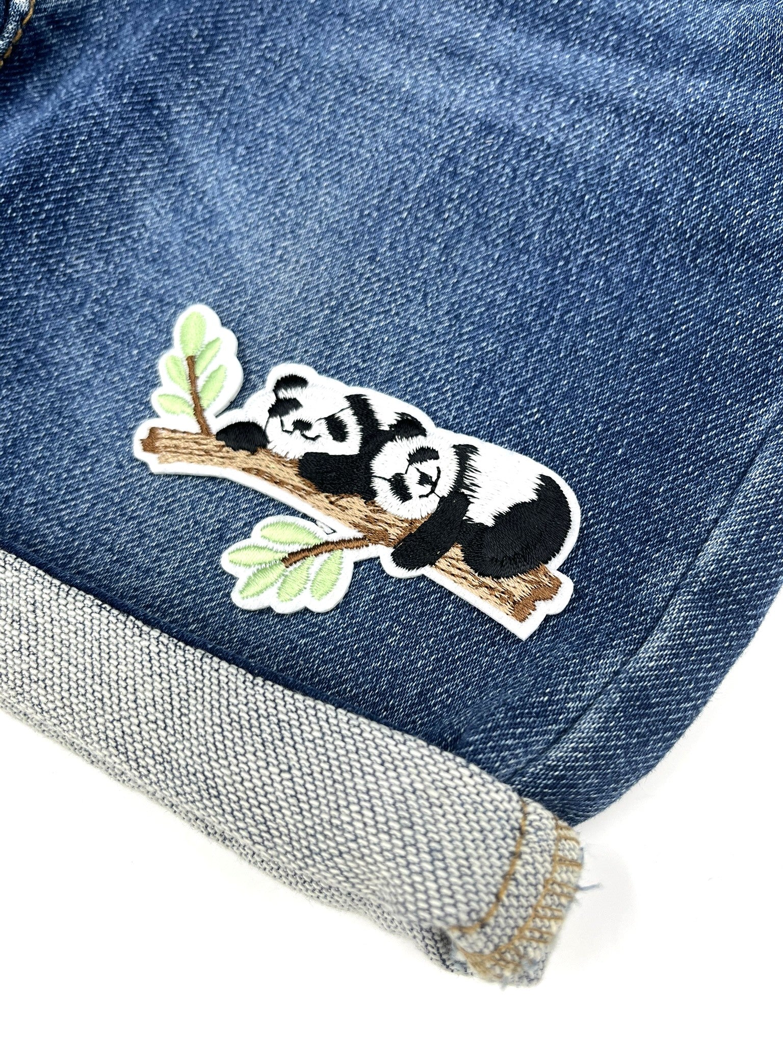 Two Pandas Embroidered Iron-on Patch