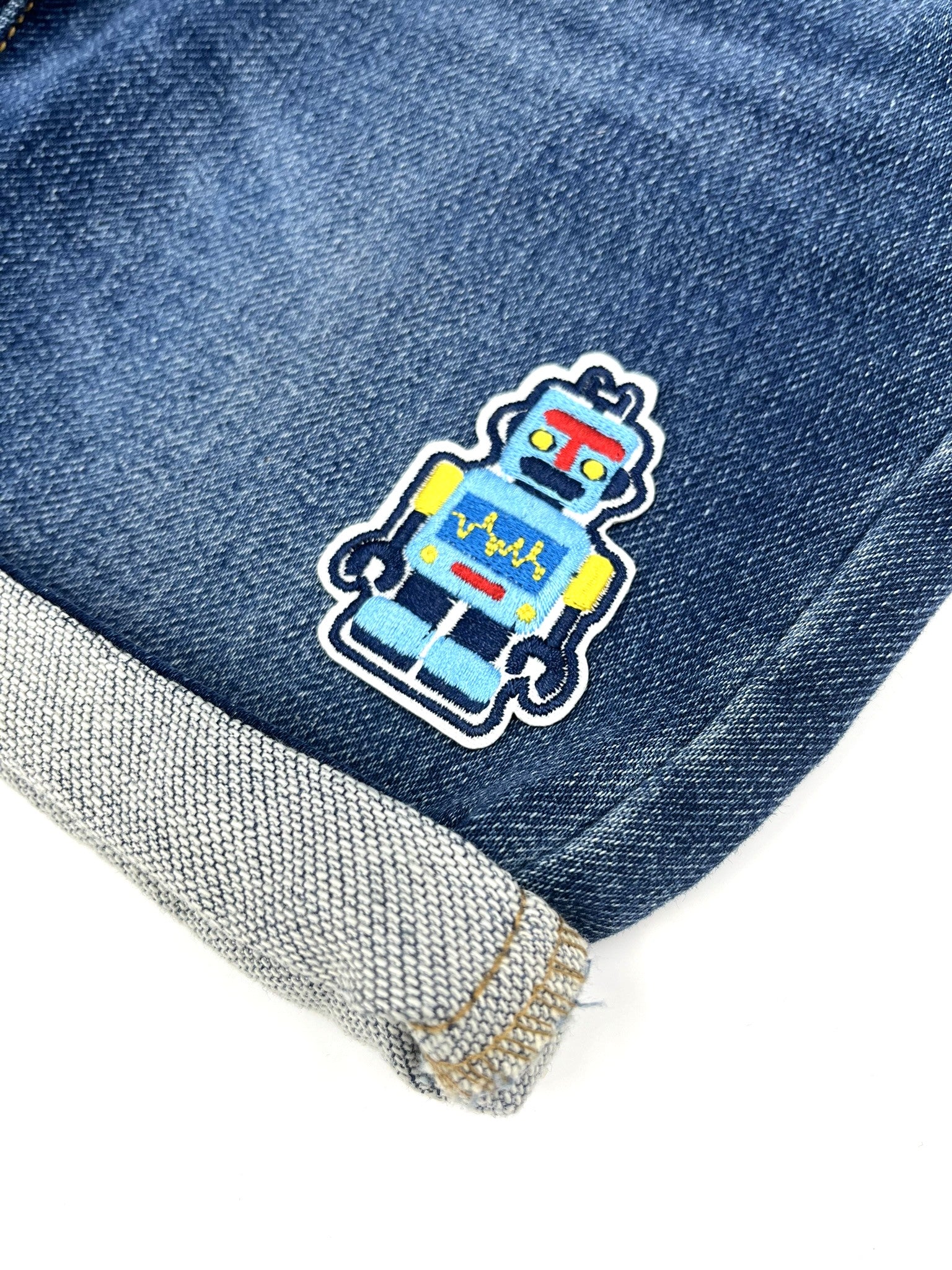 Blue Robot Embroidered Iron-on Patch
