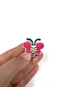 Tiny Deep Pink Bee Embroidery Patch