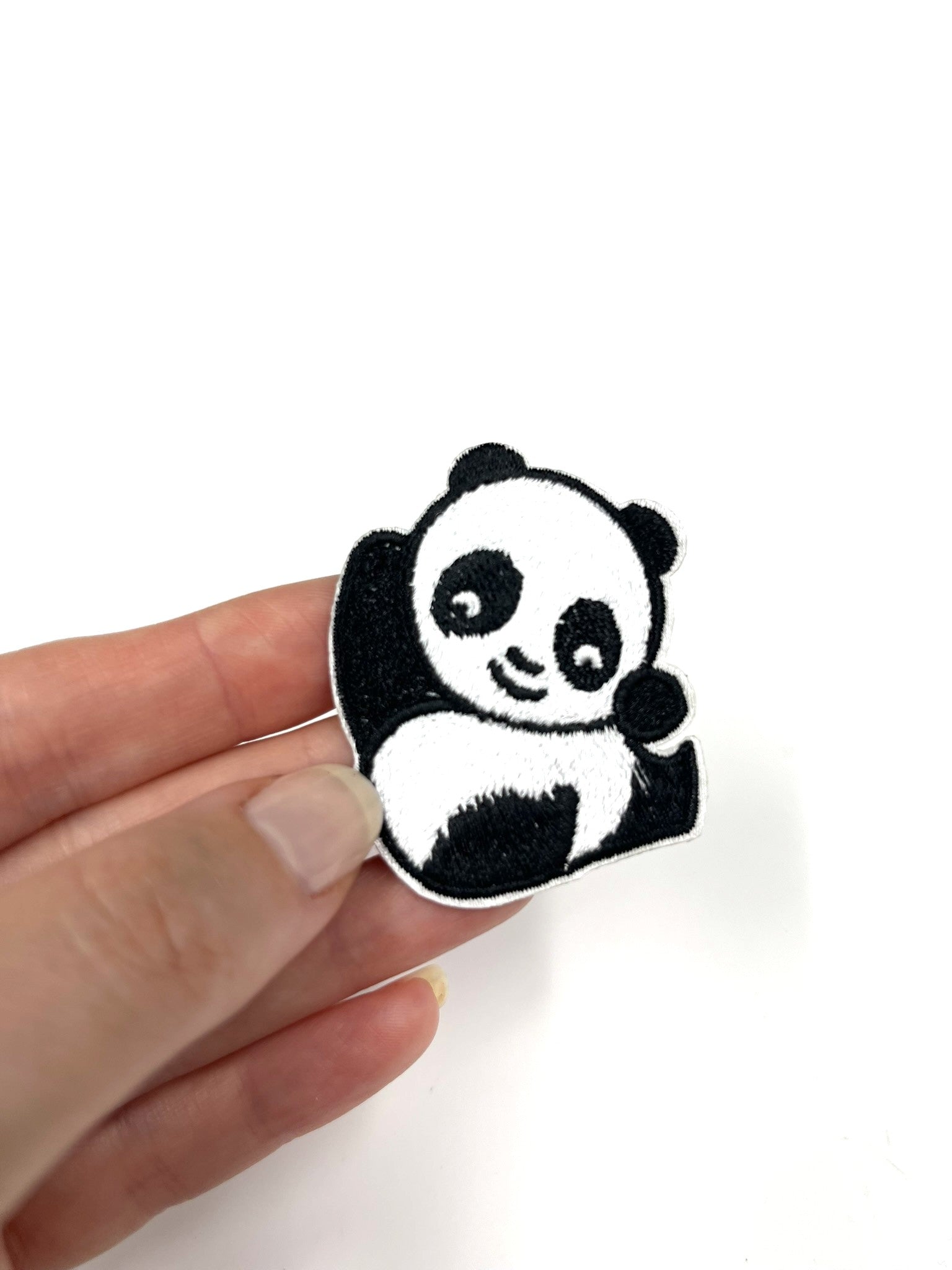 Rolling Panda Embroidered Iron-on Patch