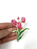 Pink Tulips Embroidery Patch