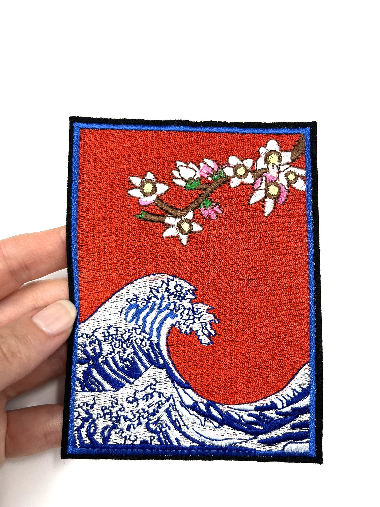 Japanese Wave Embroidery Patch