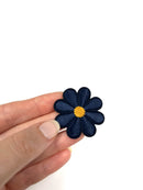 Navy Blue Daisy Flower Embroidery Patch