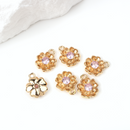 2 x 18K Gold Plated Flower Charms with Pink Cubic Zirconia, 14x11mm