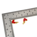2 x 18K Gold Plated Red Heart Charms, 9x7mm