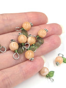 10 x Handmade Peach Charms with Silver Loops, 16x12mm (4065)