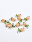 10 x Handmade Peach Charms with Silver Loops, 16x12mm (4065)