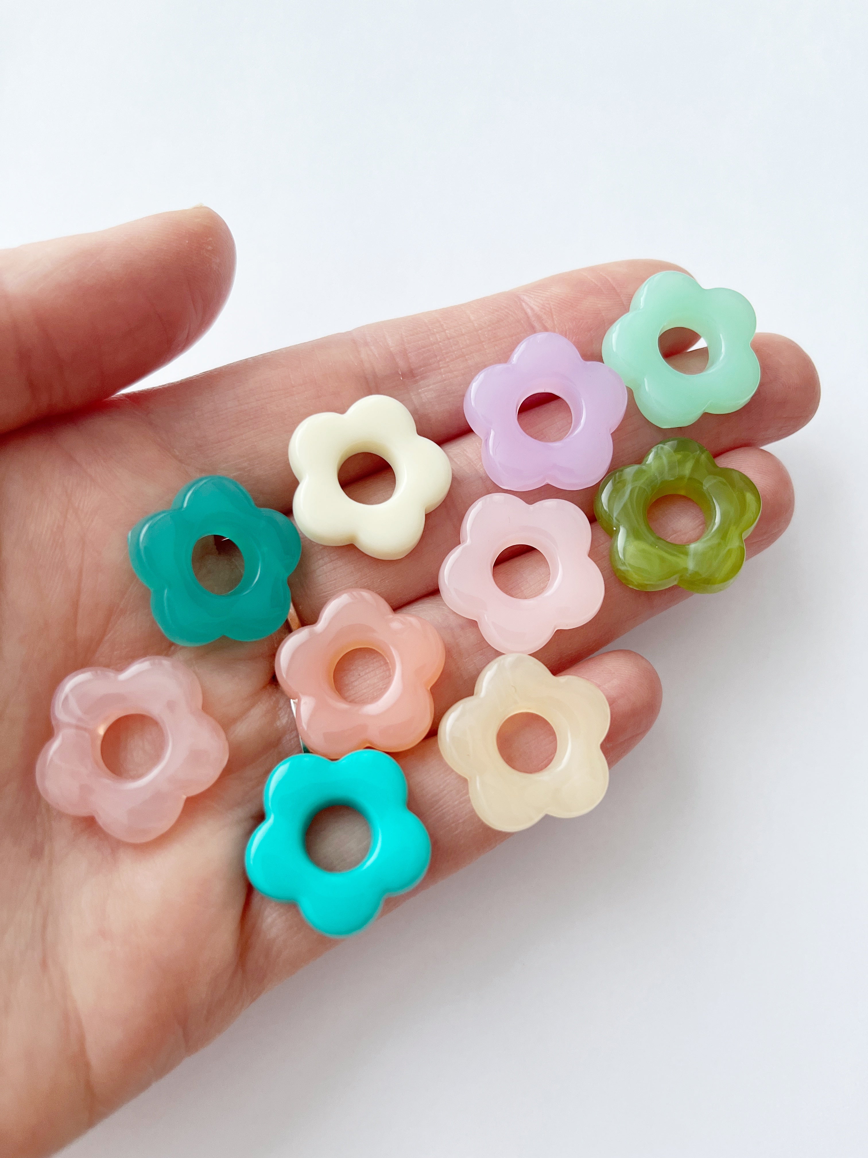 2 x Resin Flower Beads for Hoop Earrings, 20mm