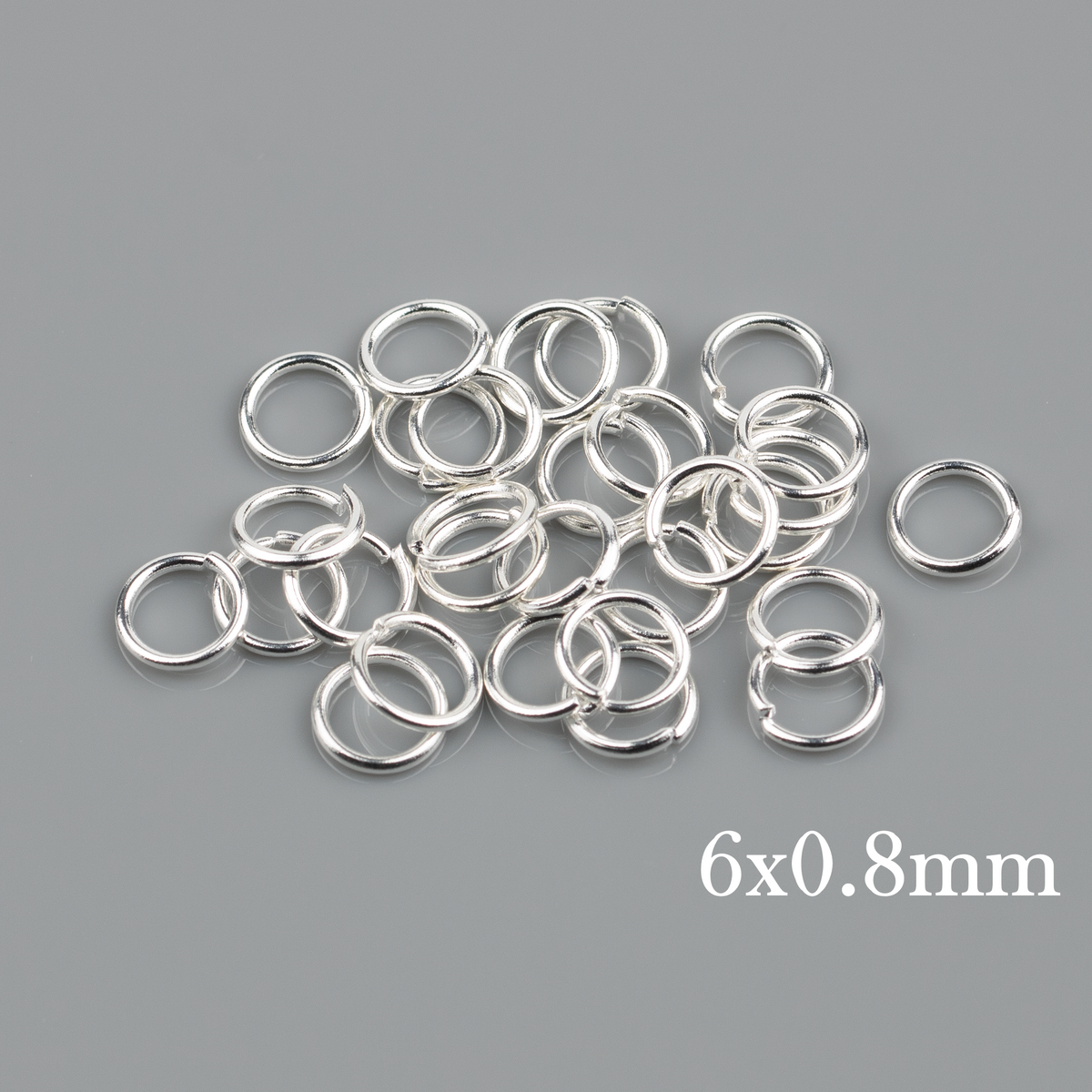 100 x 925 Silver Plated Steel Jump Rings, 6x0.8mm