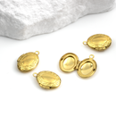 5 x Embossed Border Oval Locket Charms, 16x11mm