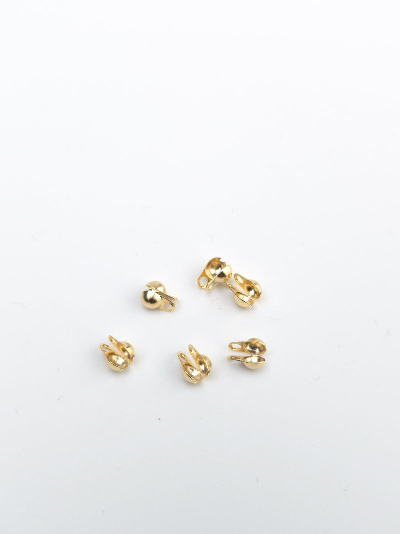 50 x 18K Gold Plated Steel Calotte Ends Bead Tips, 6.5x4.5mm (3984)
