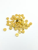 40 x Gold Tone Brass Round Wheel Beads, 6mm (3985)