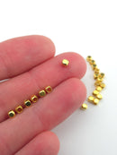 50 x Raw Brass Smooth Cube Spacer Beads, 3x3mm (3986)