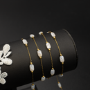 White Crystal Beaded Gold Chain