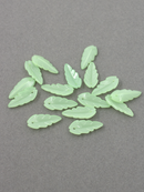 40 x Light Green Jade Imitation Leaf Beads, 24x11mm Lucite Leaf Charms (3189)