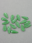 40 x Green Jade Imitation Lucite Leaf Charms, 24x11mm (3188)