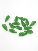 40 x Green Jade Imitation Lucite Leaf Charms, 24x11mm (3188)