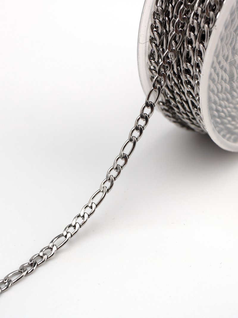 1m x Stainless Steel Figaro Chain, 3mm (CH1)