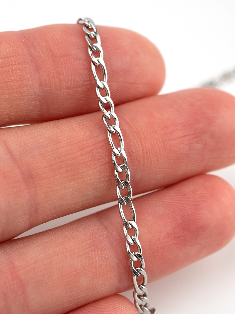 1m x Stainless Steel Figaro Chain, 3mm (CH1)